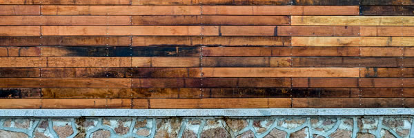 garden feature wall on the stone ground